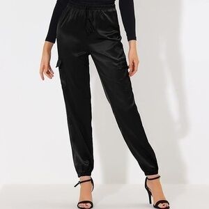 Zara silky satin cuffed jogger high rise black size S
